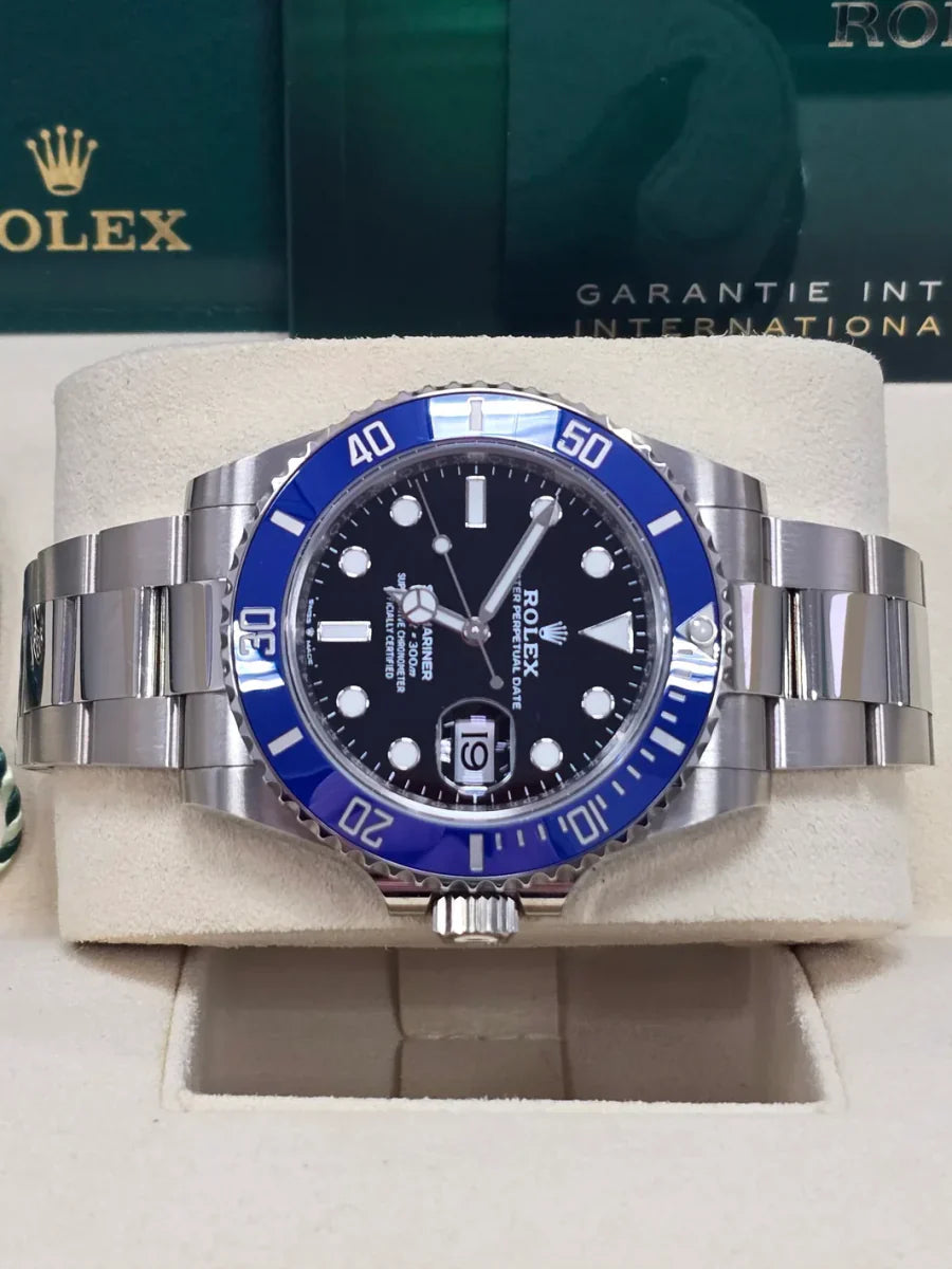 RLX White Gold Submariner Date Watch - The Blueberry - Blue Bezel - Black