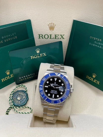 RLX White Gold Submariner Date Watch - The Blueberry - Blue Bezel - Black