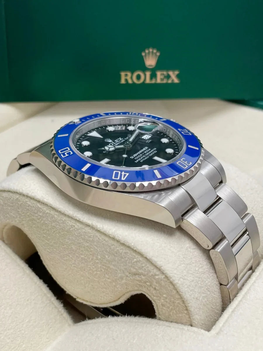 RLX White Gold Submariner Date Watch - The Blueberry - Blue Bezel - Black