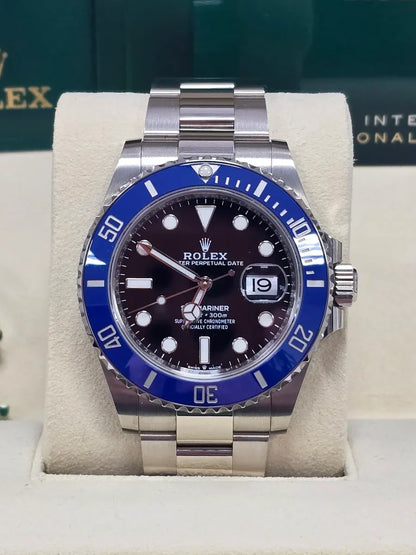 RLX White Gold Submariner Date Watch - The Blueberry - Blue Bezel - Black