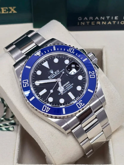 RLX White Gold Submariner Date Watch - The Blueberry - Blue Bezel - Black