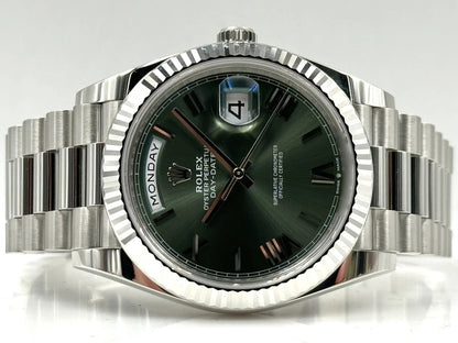 RLX Day-Date "President" 40mm Platinum Green Olive Roman