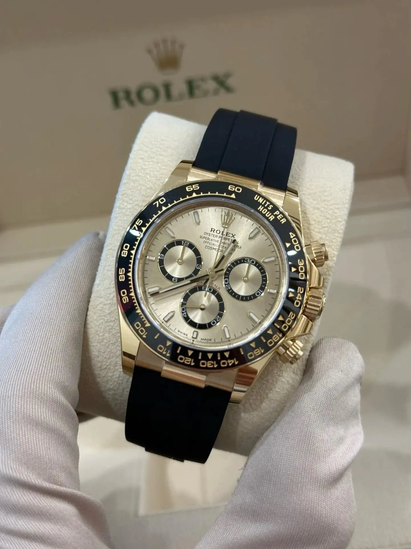 RLX Daytona Yellow Gold/ Ceramic / Black /Oysterfex