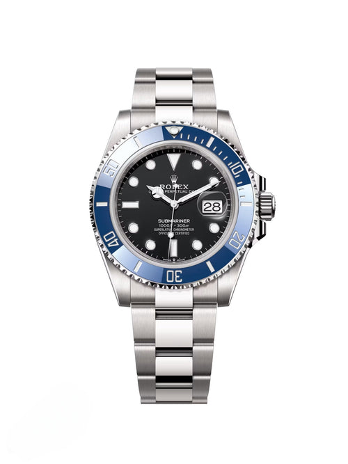 RLX White Gold Submariner Date Watch - The Blueberry - Blue Bezel - Black
