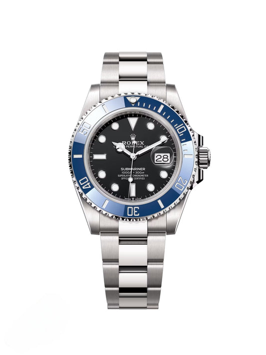 RLX White Gold Submariner Date Watch - The Blueberry - Blue Bezel - Black